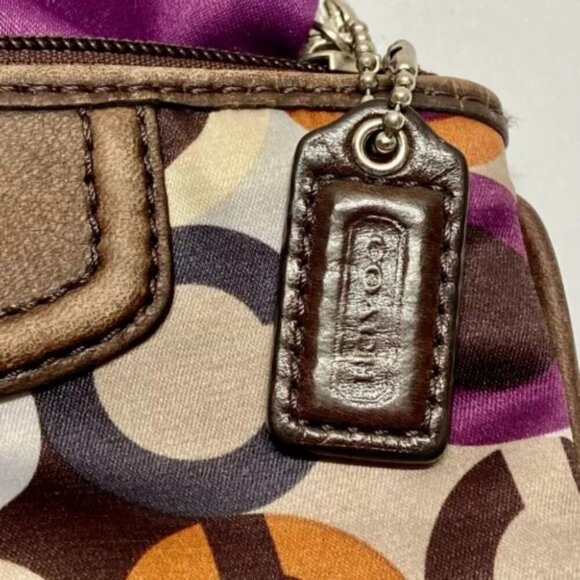 Coach Op Art Madison Wristlet Multicolor Signature Sateen Wristlet Leather Trim - Picture 5 of 9